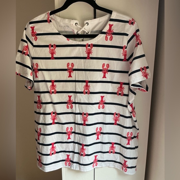 Talbots Nautical Lobster Tee with Navy Stripes - Picture 1 of 4